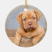 Pet Dog Foto Gold Glitter Keramisch Ornament (Voorkant)
