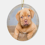 Pet Dog Foto Gold Glitter Keramisch Ornament (Links)