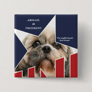 Pet Dog Foto Presidentiële Verkiezingen 2024 Kandi Vierkante Button 5,1 Cm