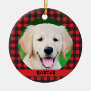 Pet Dog Foto Red Buffalo Pset Name Keramisch Ornament