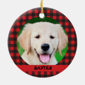 Pet Dog Foto Rood Buffalo Spelnaam Keramisch Ornament (Achterkant)