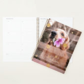 Pet Dog Foto roze lint Chic Gold Glitter Naam Planner (Display)