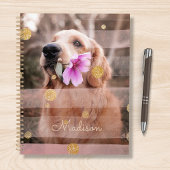 Pet Dog Foto roze lint Chic Gold Glitter Naam Planner