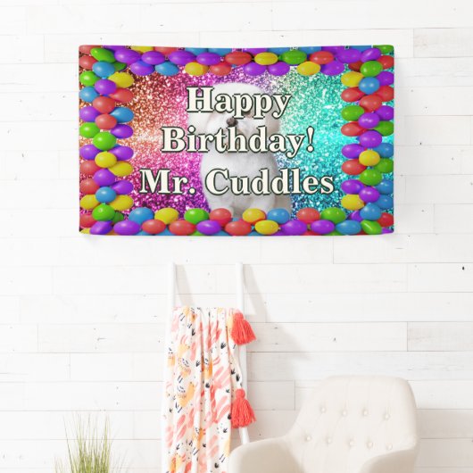 Pet Dog Gepersonaliseerde karakter verjaardag bann Spandoek (Insitu)