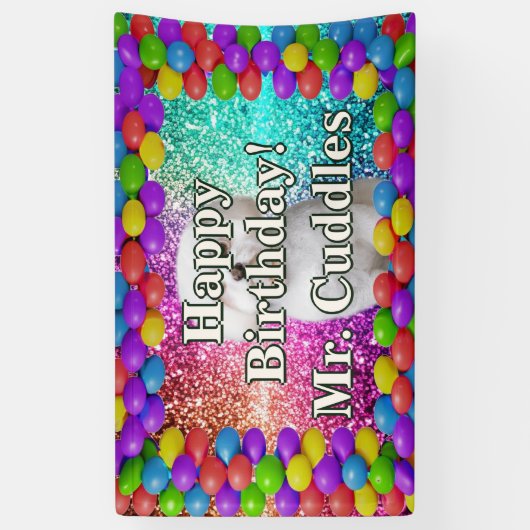 Pet Dog Gepersonaliseerde karakter verjaardag bann Spandoek (Verticaal)