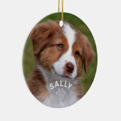 Pet Dog Glitter Paw Print Aangepaste Naam Foto Keramisch Ornament (Rechts)
