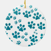 Pet Dog Glitter Paw Print Aangepaste Naam Foto Keramisch Ornament (Achterkant)