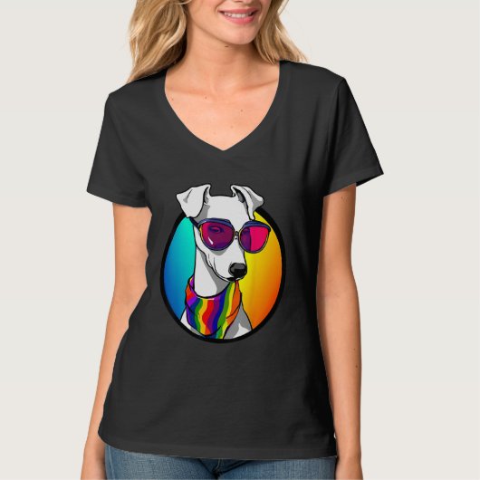 Pet Dog Greyhound met LGBTQ + Pride Sjaal Graphic T-shirt (Voorkant)
