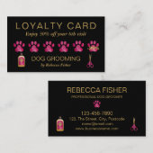 Pet Dog Grooming Black Roze Loyalty Rewards Kaart Afsprakenkaartje (Voorkant / Achterkant)