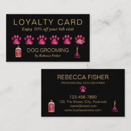 Pet Dog Grooming Black Roze Loyalty Rewards Kaart Afsprakenkaartje