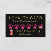 Pet Dog Grooming Black Roze Loyalty Rewards Kaart Afsprakenkaartje (Voorkant)