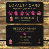 Pet Dog Grooming Black Roze Loyalty Rewards Kaart Afsprakenkaartje