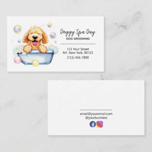 Pet Dog Grooming en Badservice Visitekaartje (Voorkant / Achterkant)