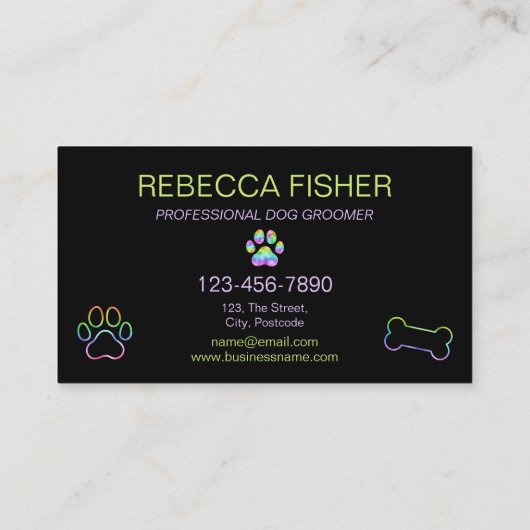 Pet Dog Grooming Loyalty Reward Kaarten Rainbow Visitekaartje (Achterkant)