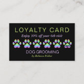 Pet Dog Grooming Loyalty Reward Kaarten Rainbow Visitekaartje (Voorkant)
