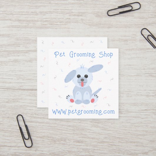 Pet Dog Grooming Personalized Vierkante Visitekaartje (Voorkant / Achterkant in situ)