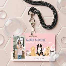Pet Dog Grooming Salon Photo Staff Name ID Badge