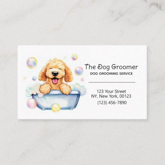 Pet Dog Grooming Service Aangepast Visitekaartje (Voorkant)