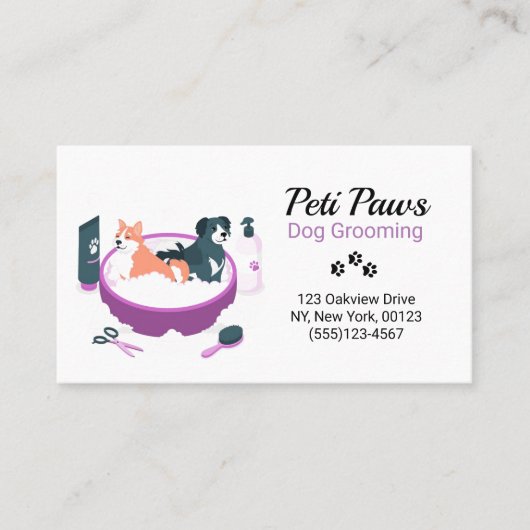 Pet Dog Grooming Service Visitekaartje (Voorkant)