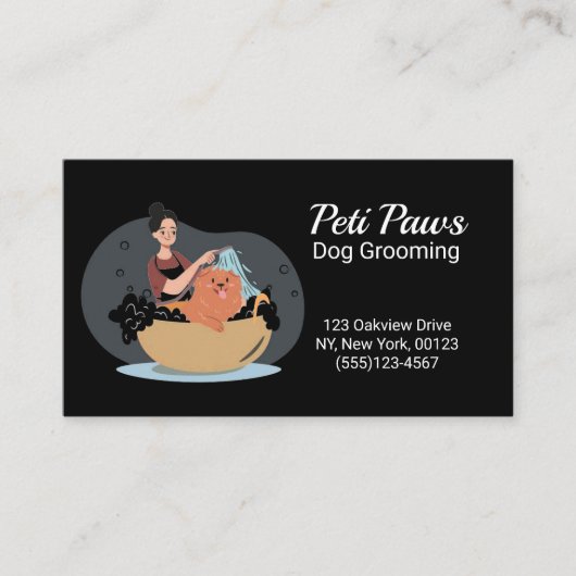 Pet Dog Grooming Service Visitekaartje (Voorkant)