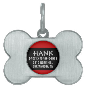 Pet Dog-ID - zwart en rood - voor kleine honden Huisdieren Naamplaatje