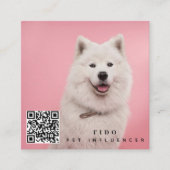 Pet Dog Influencer Foto QR Code Social Media Vierkante Visitekaartje (Voorkant)