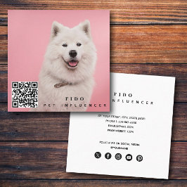 Pet Dog Influencer Foto QR Code Social Media Vierkante Visitekaartje