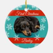 Pet Dog Kat Eerste Kerstmis Fotosjabloon Keramisch Ornament (Achterkant)