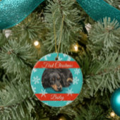 Pet Dog Kat Eerste Kerstmis Fotosjabloon Keramisch Ornament