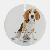 Pet Dog Kat Foto Mijn Eerste Kerstmis Glas Ornament (Achterkant)