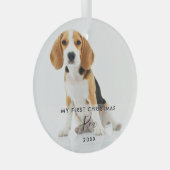 Pet Dog Kat Foto Mijn Eerste Kerstmis Glas Ornament (Voorkant Rechts)