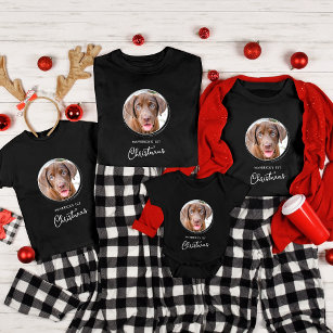 Pet Dog Kerstmis Aangepast Foto Black Holiday T-shirt