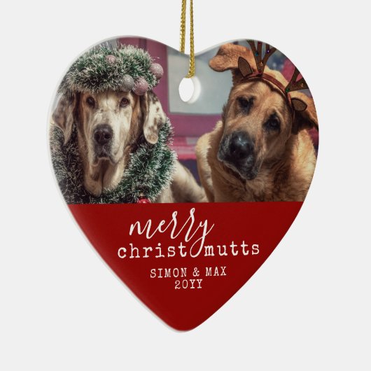 Pet Dog Kerstmis Funny Persoonlijke hartvorm Keramisch Ornament (Rechts)