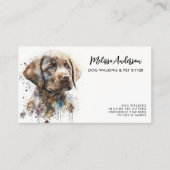 Pet Dog Labrador Retriever Waterverf Art Puppy Visitekaartje (Voorkant)