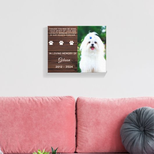 Pet Dog Memorial aangepaste foto gepersonaliseerd Canvas Afdruk (Insitu (Woonkamer))