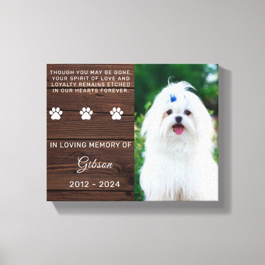 Pet Dog Memorial aangepaste foto gepersonaliseerd Canvas Afdruk (Voorkant)