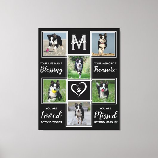 Pet Dog Memorial Black 6 Foto Collage Canvas Afdruk (Voorkant)