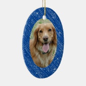 Pet Dog Memorial Blue Oval-kerstkeramiek Keramisch Ornament (Rechts)