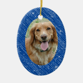 Pet Dog Memorial Blue Oval-kerstkeramiek Keramisch Ornament