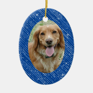 Pet Dog Memorial Blue Oval-kerstkeramiek Keramisch Ornament
