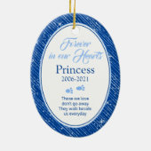 Pet Dog Memorial Blue Oval-kerstkeramiek Keramisch Ornament (Achterkant)