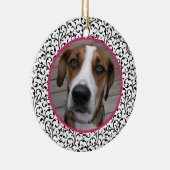 Pet Dog Memorial Chic Bloemenfoto Kerst Keramisch Ornament (Rechts)