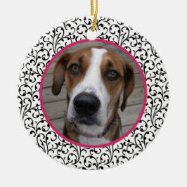 Pet Dog Memorial Chic Bloemenfoto Kerst Keramisch Ornament
