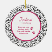 Pet Dog Memorial Chic Bloemenfoto Kerst Keramisch Ornament (Achterkant)