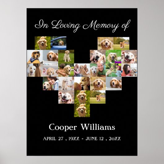 Pet Dog Memorial Custom Fotocollage Pet Loss Poster (Voorkant)