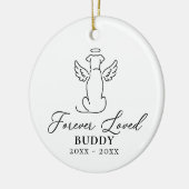 Pet Dog Memorial Forever Loved Angel Naam en foto Keramisch Ornament (Links)