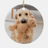 Pet Dog Memorial Forever Loved Naam & Foto Keramisch Ornament (Achterkant)