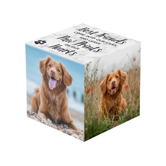 Pet Dog Memorial Foto Cube Kubus (Voorkant hoekig)