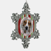 Pet Dog Memorial Foto Kerst Candy Cane Stripe Tin Sneeuwvlok Ornament (Links)