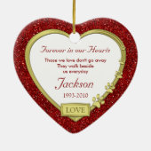 Pet Dog Memorial Foto met kerstfeest - hart Keramisch Ornament (Achterkant)